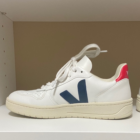 Veja White Sneakers with Navy and Red Accents 6 - Picture 8 of 10